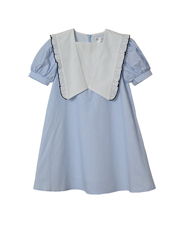 Millie dress (baby blue/off-white)