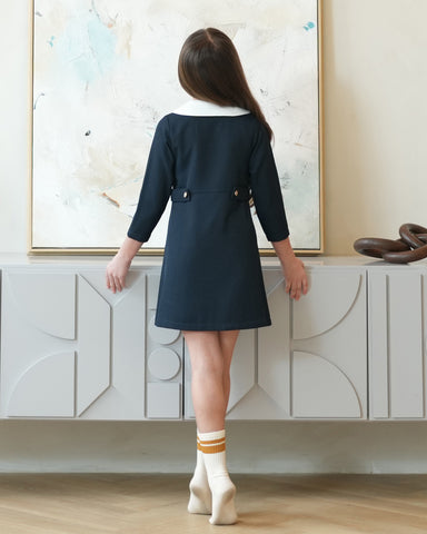 Zelie dress (dark-sapphire tweed)