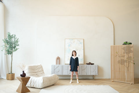 Zelie dress (dark-sapphire tweed)