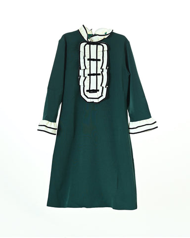 Antoinette ruffle bow dress (hunter green)