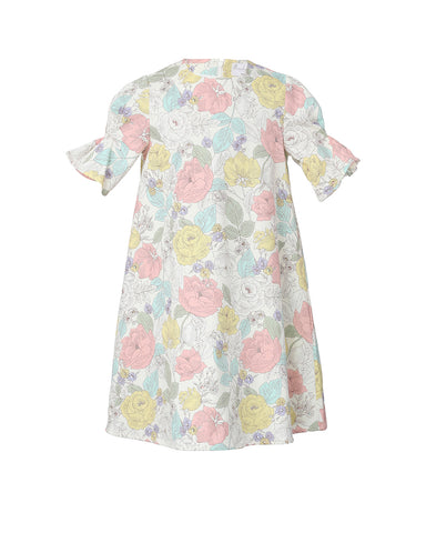 Flora dress (white with Rococo floral pattern)