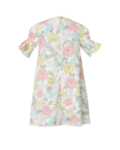 Flora dress (white with Rococo floral pattern)
