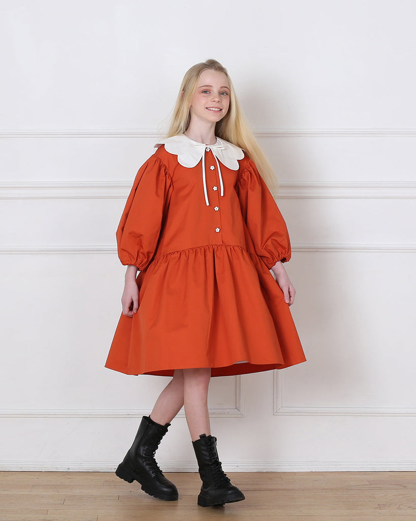 Selena dress (tangerine/ivory)