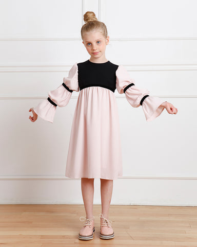 Bella dress (pink with golden embroidery blooms)