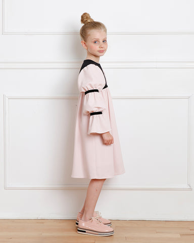 Bella dress (pink with golden embroidery blooms)