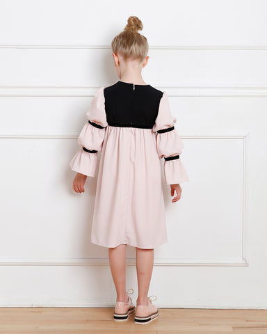 Bella dress (pink with golden embroidery blooms)