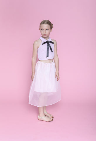 Louise (blue gingham/carnation pink skirt)